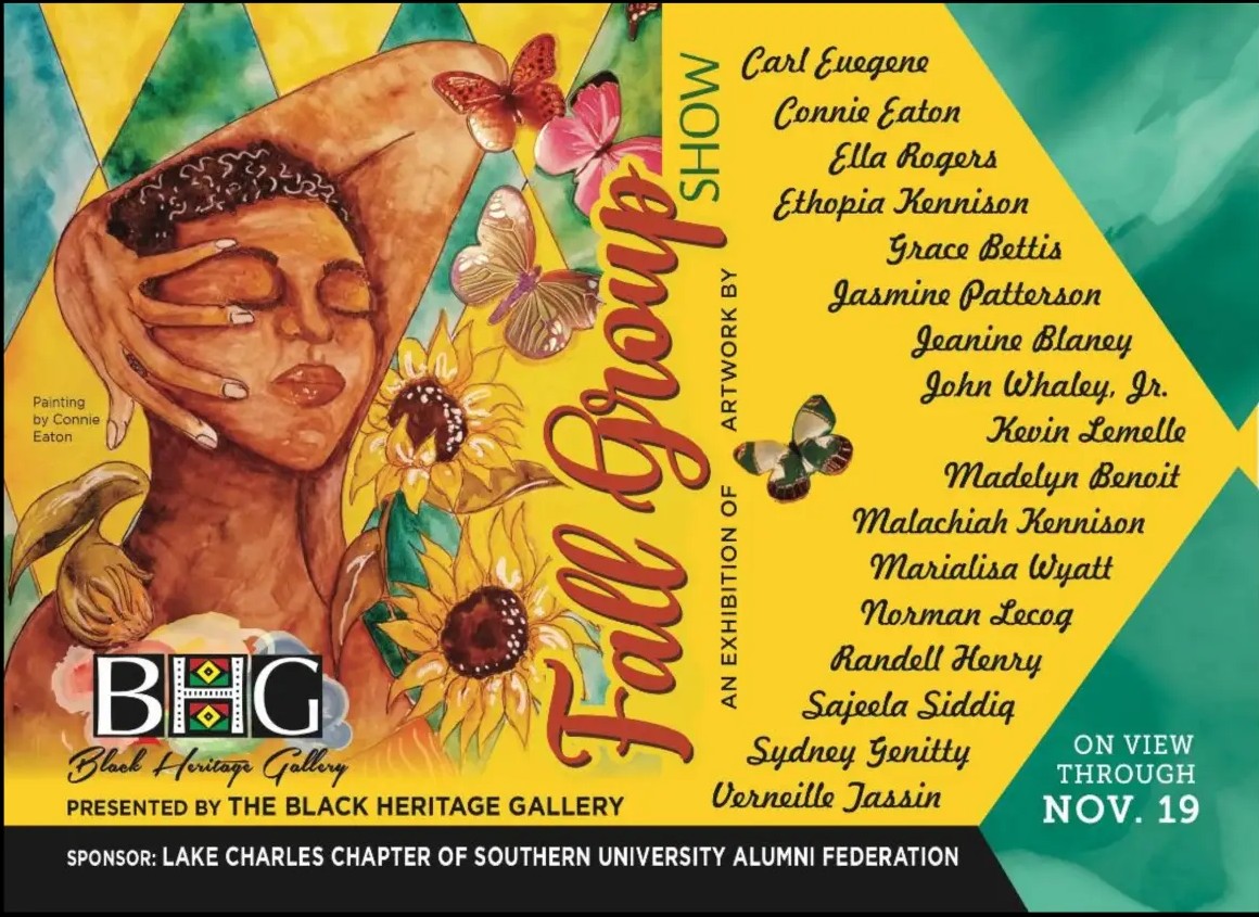 Fall Group Show invitation listing Jasmine Patterson among the exhibiting artists, Black Heritage Gallery, 2021