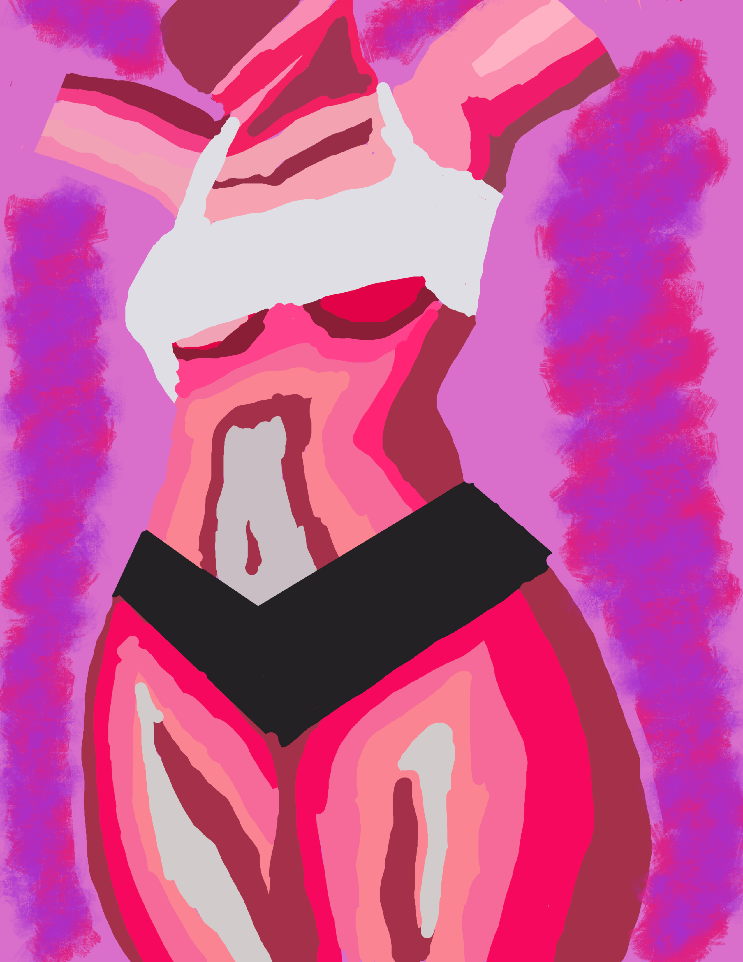 Abstract digital figure study in vivid pink and purple