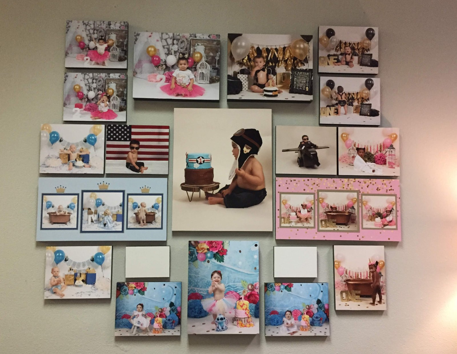 First Touch studio brochure designed by Jasmine Patterson, featuring a grid of newborn and milestone photographs